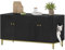 Hzuaneri Maison de Toilette Chat pour 2 Chats, Meuble de Litière Caché de 119cm, Banc de Rangement, Convient à la Plupart des Litières por, Noir et Or CB82304A