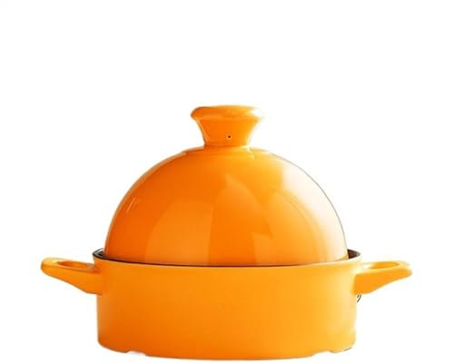 YAOHY The Cast Iron Dutch Oven Tagine Pot Induction Cook Enameled Cookware For Induction Cast Iron Pot(Orange)