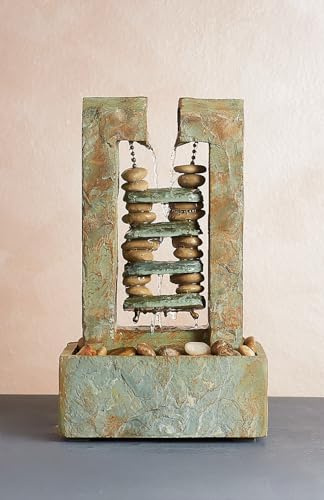 Fuente zen de piedra gota – Fuente decorativa de interior con cascada de agua relajante ideal para casa, oficina y meditación