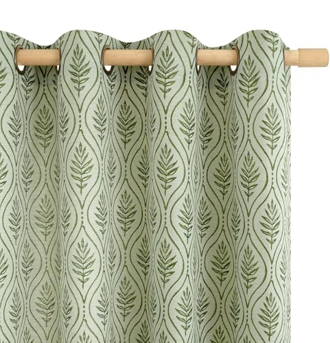 BGment Leinen-Vorhänge, 160 cm lang, für das Schlafzimmer – 2 Paneele, Olivgrün