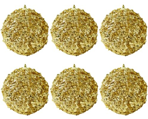 KI Store 10cm weihnachtskugeln Gold kunstsoff 6 Stücke Ornamente für Weihnachtsbaum Christbaumkugeln Plastik Weihnachtsdekoration Kugeln