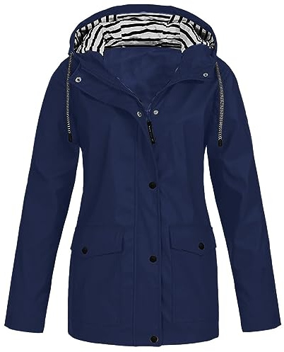 duxyoz Waterproof Jacket For Women Uk Lightweight Windproof Trench Coat With Hood Outdoors Functional Raincoat Hooded Rain Jacket Solid Outdoor Hoodies Casual Women Coats Ladies Warm Jackets