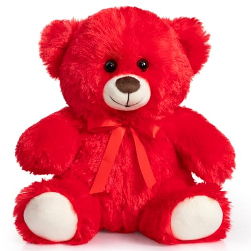 BEJOY Teddybär Weich Plüschbär Klein Stofftiere Kuscheltier Geschenk Rot | Süß für Weihnachten Neujahr 30cm