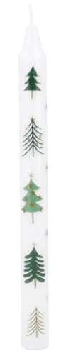 Christmas Tree Dinner Candle | Traditional Tall Unscented Tapered Dinner Candle | Tree & Stars Christmas Candle - 23cm