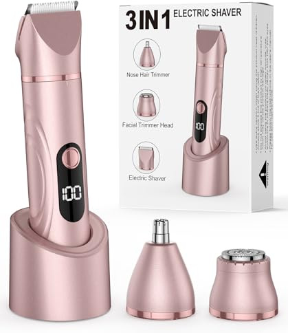 Rasierer Damen, Damenrasierer Elektrisch, unterstützt Nass- und Trockengebrauch, Körper, Gesicht, Nasenhaartrimmer, Achsel, Bein, Arm, mit LED Anzeige, IPX6 Wasserdicht