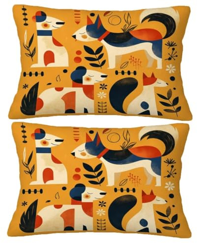 Kissenbezug 80x100 - Hund Kissen Niedlich Samt Kissenbezüge 2er Set, 2026 Neu Rectangle Pillow Cover Mit Verstecktem Reißverschluss, Sofakissen für Wohnzimmer Stuhl Home Schlafzimmer Dekokisse O-23Y