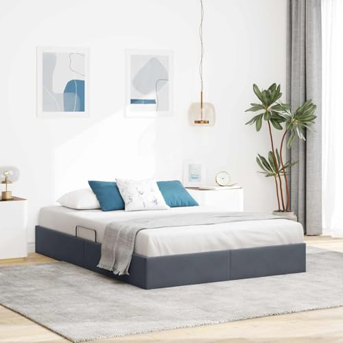 YNGBHFNOP Ottoman Bettgestell mit Stauraum Samt Polsterbett 160x200 mit Liftmechanik und Kunstleder Kopfteil Schlafzimmer Möbel inklusive Lattenrost