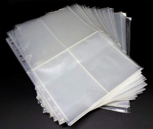 docsmagic.de 100 4-Pocket Album Pages 3.5 x 5.25 - Photo Postcard - 95 x 144 mm - 11-Hole - Ordnerseiten