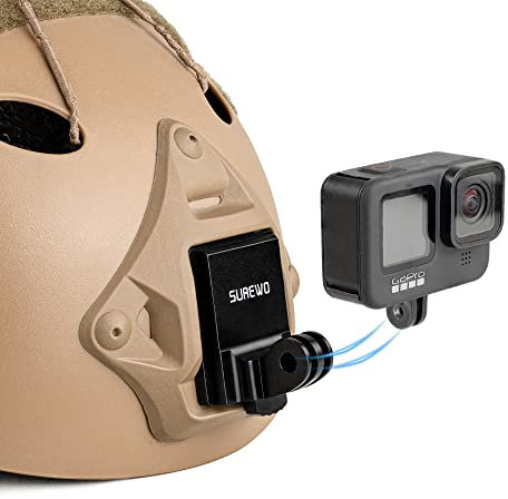 SUREWO Aluminum Helmet NVG Mount Compatible with GoPro Hero 13/12/11/10/9/8/7/(2018)/6/5/4 Black,DJI Osmo Action 5 Pro/4/3,APEMAN,Campark,AKASO and More Cameras