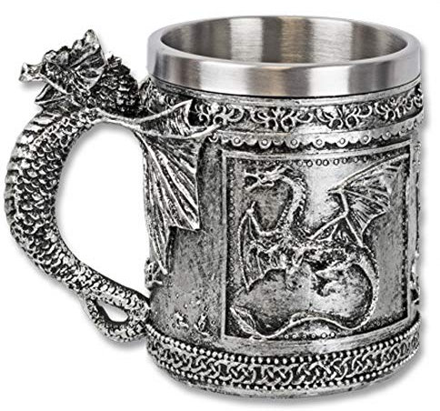 Tiendas LGP- Tole10 Imperial- Jarra de Cerveza Decoración 3D Dragones 360º, Tamaño 12 cm.