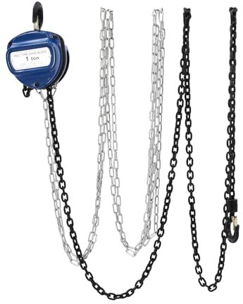 1T Kettenzug handseilwinde, G80 Manganstahl Kette, 1000Kg Tragkraft Flaschenzug Seilzug Hebezug Ratschenzug, 4m Kette 4 m Hubhöhe, Kettenblockaufzug mit 2 360° Drehbarer Haken, Blau
