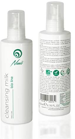 Nuvo' - Gesichtsreinigungsmilch mit Schneckenschleim, 200 ml, Hyaluronsäure, entfernt Unreinheiten ohne die Haut auszutrocknen, sanfte Formulierung für die Tägliche Reinigung, Made in Italy
