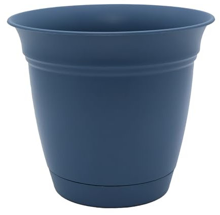 The HC Companies Pot de Fleurs en Plastique, Bleu Ardoise, 25,4 cm