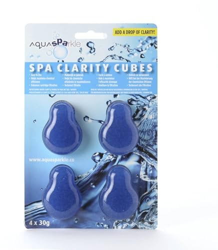 Testallwater - Aqua Sparkle Spa Clarity Cubes | Restores Hot Tub Water Clarity | Rapid Dissolving Gel | 1-Month Treatment | Compatible with Bromine Tablets | 4 x 30g Cubes
