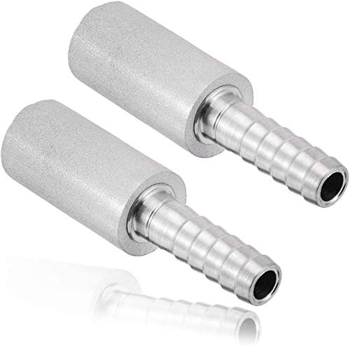 YOUHO 2PCS 0.5 Micron Diffusion Stone Stainless Steel Aeration Stone Carbonating Stone with 1/4 Barb for Homebrew Wine Beer Soda Air Stone