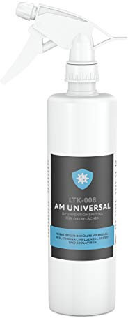 AM UNIVERSAL Flächen Desinfektionsmittel 1 L - für alle Oberflächen geeignet - hochdosiertes Flächendesinfektionsmittel - für Fitnessstudios, Unternehmen, Gastro
