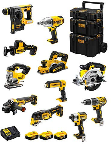 DeWALT Kit DWK1102 (DCD796 + DCH273 + DCG405 + DCF887 + DCF889H + DCS331 + DCS391 + DCS355 + DCP580 + DCS369 + DCL050 + 3 Batteries de 5,0 Ah + Chargeur + Caddy 3en1)