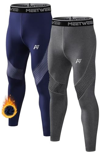 MEETWEE Thermounterhose Herren, Thermounterwäsche Lange Unterhose Winter Leggings Funktionsunterwäsche Skiunterwäsche Warme Unterwäsche Männer