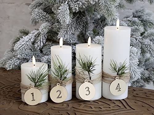 Chic Antique Kerzendeko Weihnachtsschmuck Adventszahlen aus Holz zum hängen Set 1-4 Kerzendekoration Holzdeko