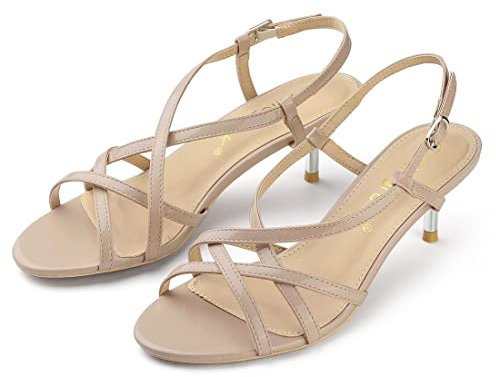 Allegra K Women's Slingback Strappy Kitten Heel Heels Sandals Nude 5 UK/Label Size 7 US