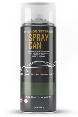 Xtremeauto Spray Paint Finish For Indoor And Outdoor Use Garden Cars Home Kitchen Bathroom Furniture Art Craft Bikes Radiators Metal Wood Plastic Glass UPVC Stone PVC RAL 6003 Olive Green