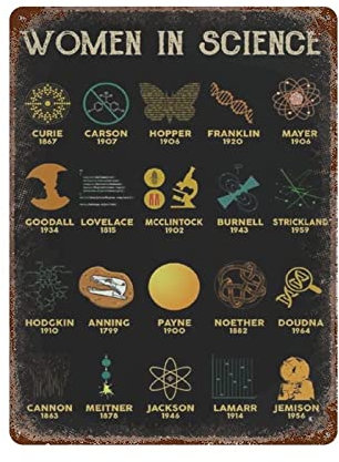 AOOEDM Women in Science Vintage Metallschild Blechschild für Zuhause, Bar, Pub, Küche, Mannhöhle, Blechschild, Wanddekoration, Poster, Wandschild