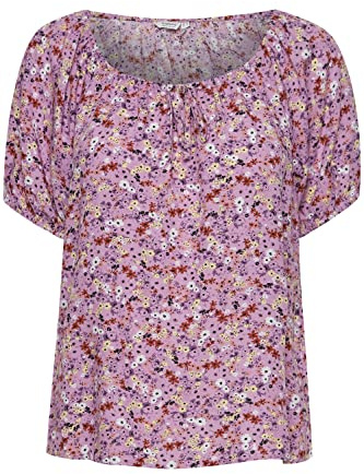 b.young BYMMJOELLA SS Blouse 2 - Damen Bluse Kurzarm mit Rundhals-Ausschnitt, Größe:38, Farbe:Ash Rose Mix (201129)