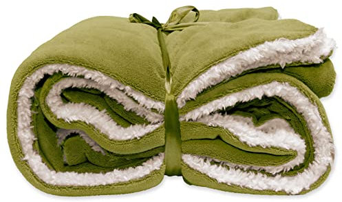 PERAGA GARDEN Decke Plaid Lars 150 x 200 cm, Grün Moschus, Wildleder, weiches Fleece, warmes Winter, Geschenk