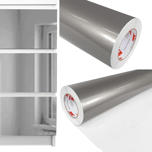 DecoMeister Vinilo Adhesivo Muebles Plata Brillo Papel Decorativo Autoadhesivo Para Forrar Encimera Cocina Lámina Impermeable Para Exterior Puerta Pegatina Para Armario Mesa En Rollo 100 x 100 cm