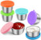 FUNFERY Salad Dressing Container To Go,6x1.6oz Stainless Steel Small Condiment Containers with Lids,Condiment Cups LeakProof Dipping Sauce Cups,Reusable Salad Dressing Container for Lunch Bento Box