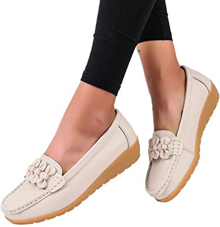 Pianshanzi Bailarinas para mujer con tacón, cómodas y transpirables, zapatos de trabajo, ligeros, zapatos informales, zapatos de tacón bajo, zapatos de verano, sandalias de moda casuales, beige, 38 EU