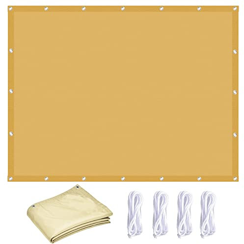 Sonnensegel Wasserdicht 4 x 7 m Wasserdicht 98% UV Schutz Sonnenschutzdach Segeltuch Pergola 4 × 1.5 m Seile für Außenbereich,Garten, Creme Farben