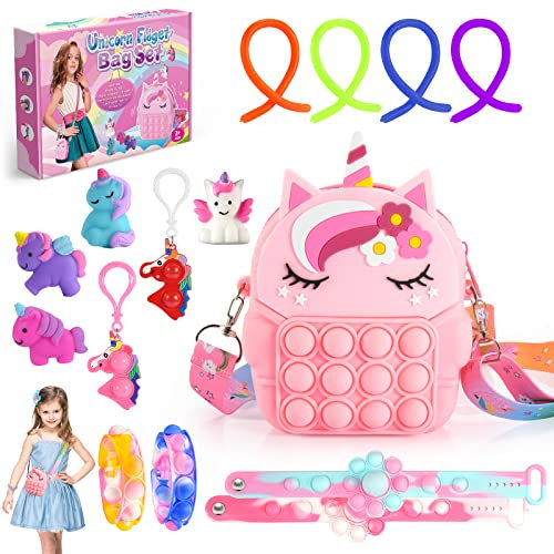 Toyzey Geschenk für Mädchen 3 4 5 6 7 8 9 10 Jahre, Fidget Toys, Anti-Stress-Spielzeug, 3 – 10 Jahre, Einhorn, Mädchen, Pop it Fidget Toy 3 – 10 Jahre, Geschenk für Mädchen, Sensory Spielzeug,
