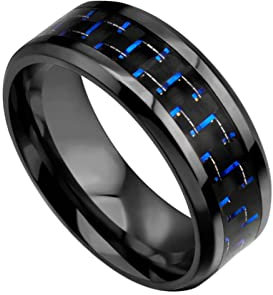 KnBoB Trauringe Mode, Titan Ring für Herren Schwarz Wolframcarbid Ring Eheringe und Verlobungsringe Größe 65 (20.7)