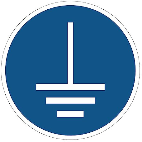Obbligo Adesivo Obbligatorio NF ISO7010 - Adesivo Segnaletica Rotonda Laminata Impermeabile e Resistente ai Raggi UV - Messa a Terra Obbligatoria - Diametro 20 cm