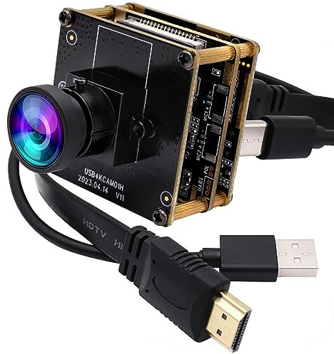 G 4K USB HDMI Webcam Board 8mp Wide Angle for Computer Monitor Simultaneously Output Mini PC Camera UVC USB2.0 2X Digital Zoom CCTV Security Camera for Laptop