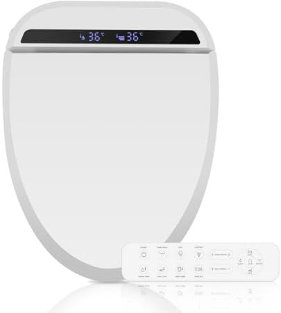 YOURLITE Intelligenter Toilettendeckel,WC Sitz mit Absenkautomatik,Smart Bidet Toilettensitz, Erwärmung, Spülung mit Warmem Wasser, Starke und Schwache Massage, Warmlufttrocknung (Fernbedienung)
