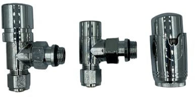 Thermostatventile aus Chrom, 1/2 x 16 mm, mehrschichtig, für Heizkörper – präzise Steuerung komplett mit mehrschichtigen Adaptern und Thermostatkopf, elegantes Design und Einrichtungsmerkmale