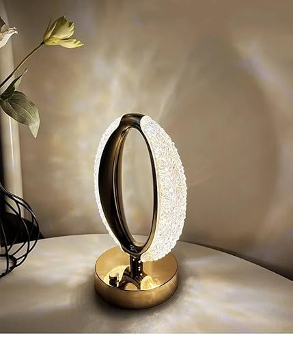 EUROXANTY-Lámpara LED de cristal con Sensor táctil, lámpara de mesita de noche para dormitorio, recargable por USB, lámpara de mesa de atmósfera, luz de escritorio acrílica de 3 colores
