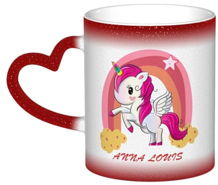 Einhorn Tasse Kindertasse Tasse mit Namen Einhorn Becher Tasse Mädchen Kinderbecher aus Keramik 330ml Farbwechsel Tasse (Einhorn 4)