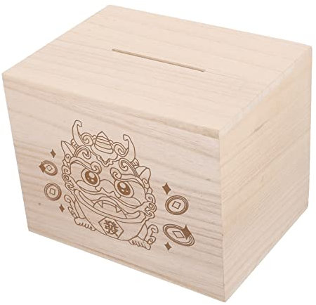 BESTonZON en Bois Caisse à Monnaie pour Garçons Banque pour Enfants Pot De Monnaie Détenteur Dargent pour Largent Boîte à Bijoux De Style Vintage Bureau Fille Jouet