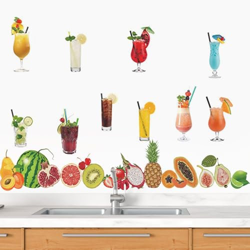 aupawdy 2 Stück Wandtattoo Küche Obst Lustige Obst-Wandaufkleber Kühlschrank Sticker Wandsticker Küche Esszimmer Kühlschrank Schrank Wanddeko