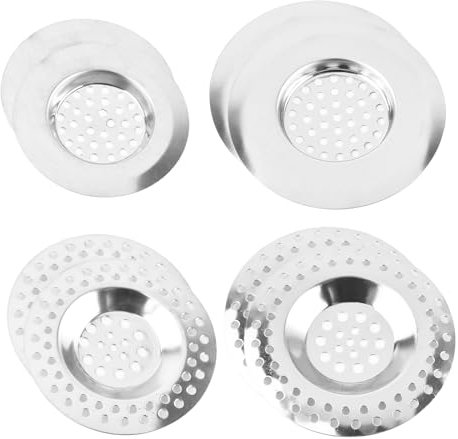 Sink Strainer, 8 Pcs Stainless Steel Sink Filter, Hair Catcher For Drain Cover Sink Plug, Anti Clogging Drain Protector 4 Sizes (double hole 7.5/7cm, single hole 7.7/6.8cm) For Kitchen, Bathroom