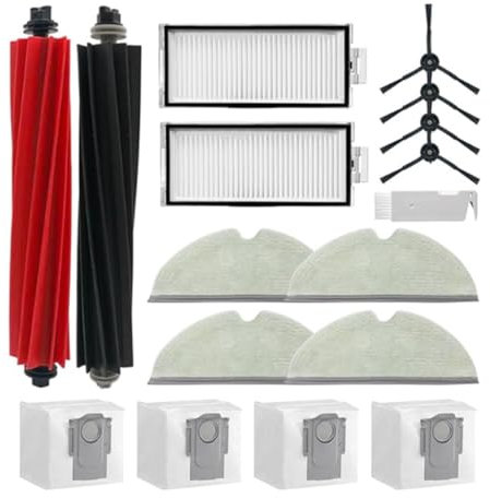 MYAYD Accessoires de rechange pour aspirateur robot Roborock Q5 Pro+/Q8 Max+(Plus), 16 accessoires - Contient 2 brosses principales, 2 filtres HEPA, 4 brosses latérales, 4 tampons de nettoyage, 4 sacs