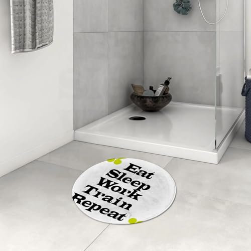 OHAGS nicht rutsches Badezimmermatten maschinenwaschbar, Ultra-weich und Wasser saugfähiger Badenteppich für Badezimmer,Essen, schlafen, trainieren, wiederholen. Kreatives typografisches Mot,60x60 cm
