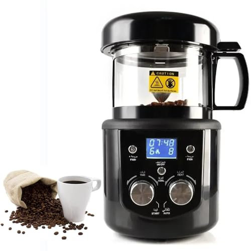 Tostadora de Café, Tostadora de Granos de Café de Aire Caliente Automática Comercial Pequeña Eléctrica con Pantalla LCD, Dos Modos, for Cafetería, Hogar, Oficina
