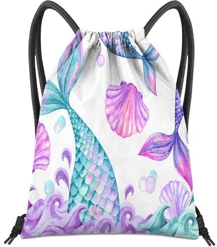 BHAHB Sac à dos étanche avec Cordons de Serrage, Pour Sport, Plage, Piscine & Voyage, Style Mignon pour homme et femme (Z15-Fishtail)