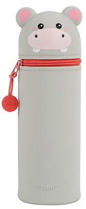I-TOTAL® - Trousse en Silicone Souple pour l'École, Extensible avec Forme Profilée (Hippo)