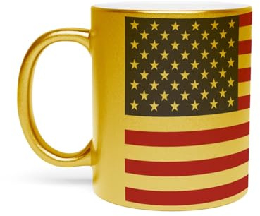 Fabulous Goldener Becher aus verchromter Keramik - Amerikanische Flagge Fußball Sportteam USA - 325ml