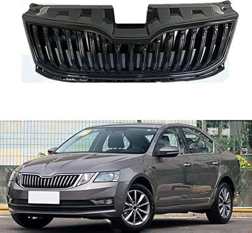 Lgtcjzfw Kühlergrill Passend für S-Koda Octavia 2018-2020，Schwarz Glanz kühler Front Doppel Rippen Grill Kühlergrill